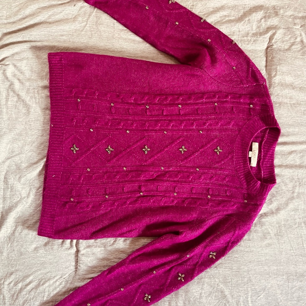 Women's Magenta Sweater with Embellishments